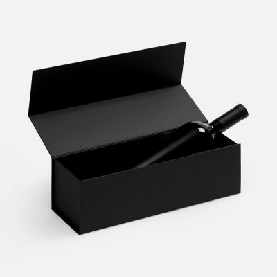 Коробка складная под бутылку Color Jacket Fold, черная-2