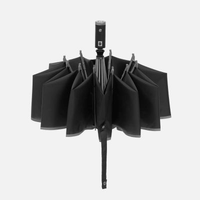 Зонт обратного сложения Norsken с фонариком, черный-3