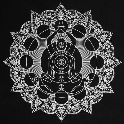 Холщовая сумка Chakraday, черная с белыми ручками-3