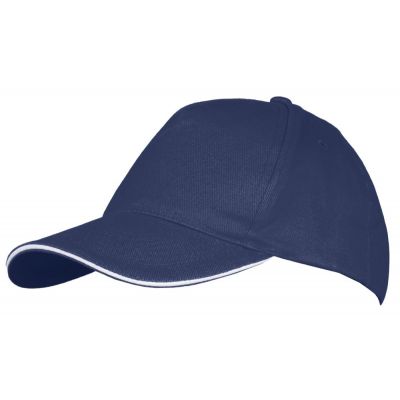 Бейсболка Long Beach, темно-синяя с белым-0