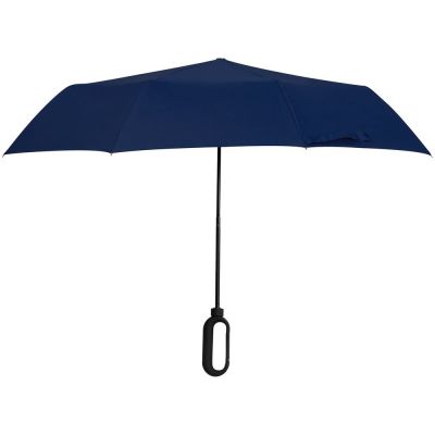 Зонт складной Hoopy с ручкой-карабином, темно-синий-2