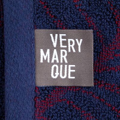 Полотенце In Leaf, большое, синее с бордовым-4