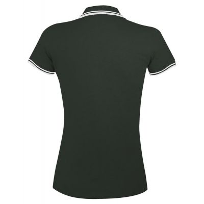 Рубашка поло женская Pasadena Women 200 с контрастной отделкой, зеленая с белым-1
