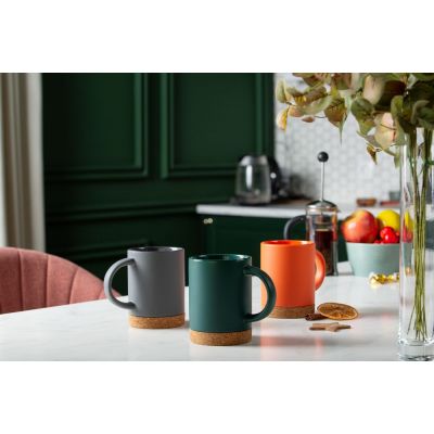 Кружка с пробковой подставкой Corky, оранжевая-2