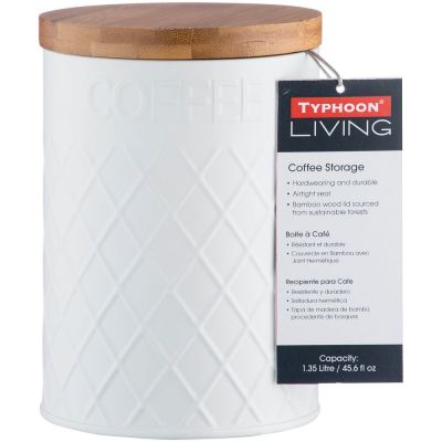 Емкость для хранения кофе Embossed, белая-1