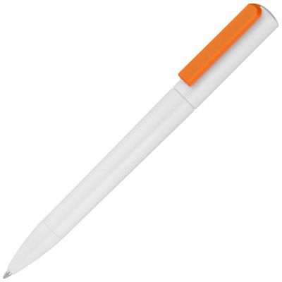 Ручка шариковая Split White Neon, белая с оранжевым-0