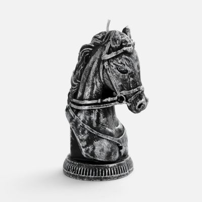 Свеча фигурная «Бюст лошади», серебристая-0