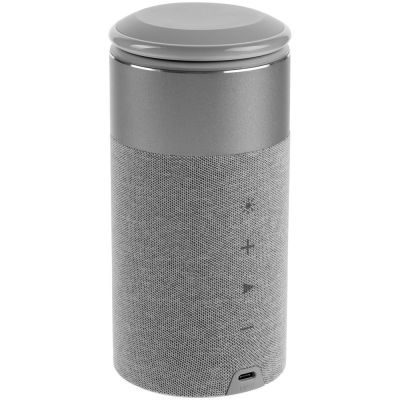 Колонка c беспроводной зарядкой и подсветкой Charge House, серая-1