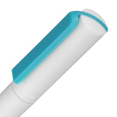Ручка шариковая Split White Neon, белая с голубым-4