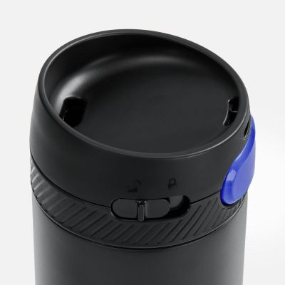Термостакан X1 с цветной кнопкой, черный с синим-2