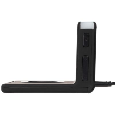 Часы настольные с беспроводным зарядным устройством Pitstop, черные-3