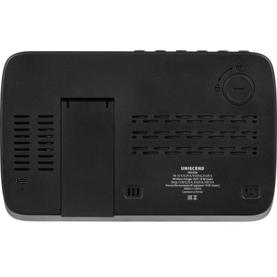 Станция беспроводной зарядки с часами и календарем и подсветкой логотипа Novem, черная-3