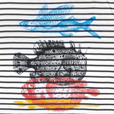 Футболка женская «Морские обитатели», белая с темно-синим-2