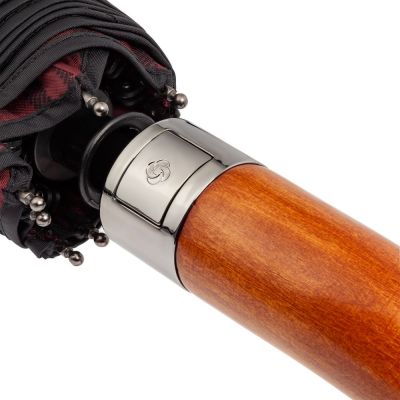Складной зонт Wood Classic S, красный в клетку-6