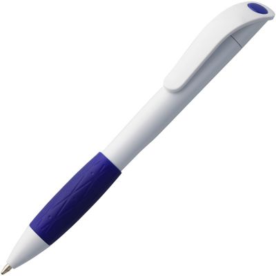 Ручка шариковая Grip, белая (молочная) с синим-0
