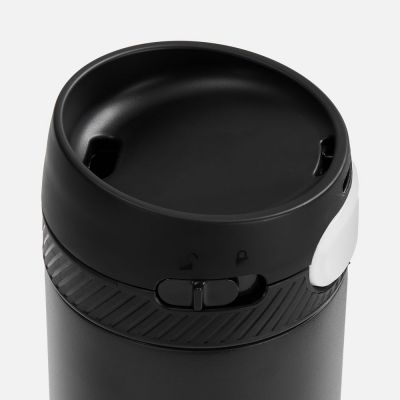 Термостакан X1 с цветной кнопкой, черный с белым-2