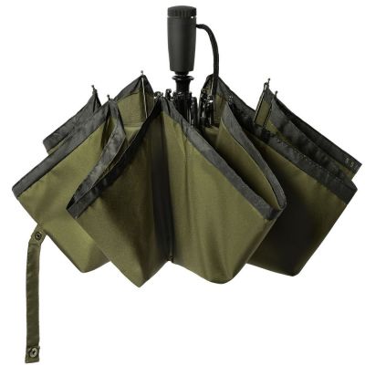 Зонт складной Gear, темно-зеленый (хаки) с черным-2