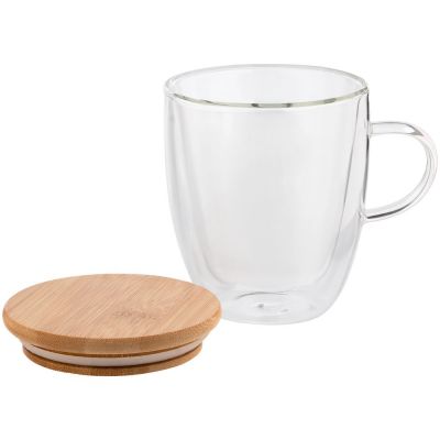 Кружка с двойными стенками Double Wall с бамбуковой крышкой-3