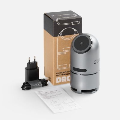 Bluetooth-колонка с беспроводной зарядкой Droid, серая-5