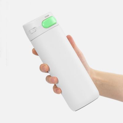 Термостакан X1 с цветной кнопкой, белый с зеленым-3