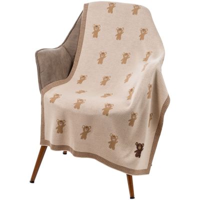 Плед детский с мишками Beastie Toys, бежевый-0