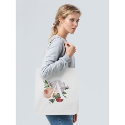 Холщовая сумка «Цветочная азбука: А», молочно-белая-2