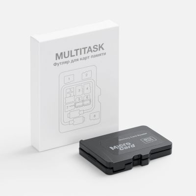 Футляр для карт памяти и SIM-карт Multitask, черный-7