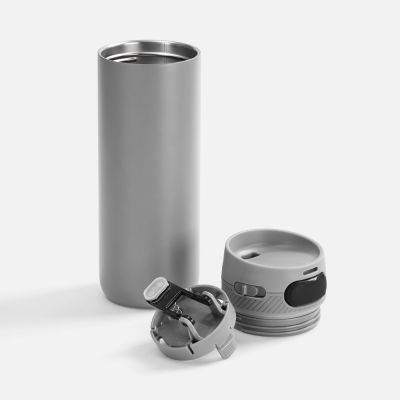 Термостакан X1 с цветной кнопкой, серый с черным-1