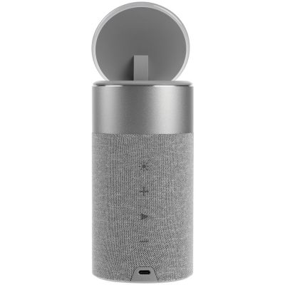 Колонка c беспроводной зарядкой и подсветкой Charge House, серая-4