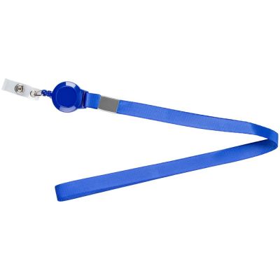 Карман для бейджа Rover с лентой и ретрактором, синий-1