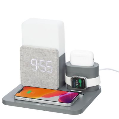 Зарядная станция с часами и подсветкой Large Charge, серая-1