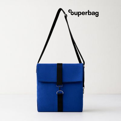 Шоппер Superbag Companion, с тремя отделениями, боковым креплением (карабин) и карманом (синий с черным)-0