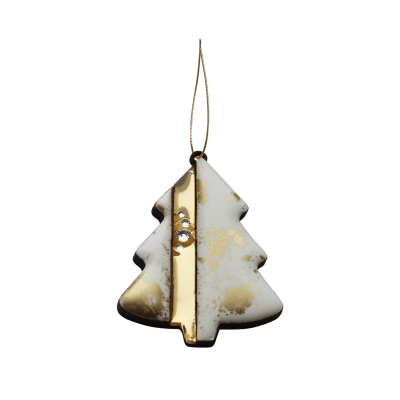 Ёлочная игрушка Ёлочка (белый с золотым )-0