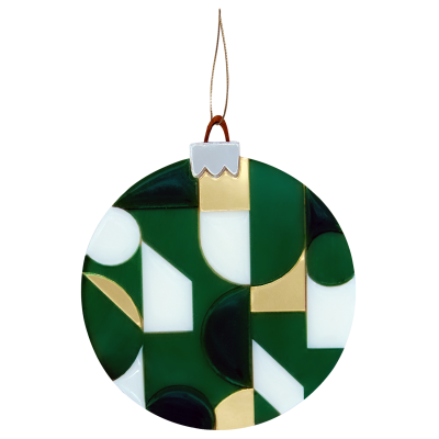 Ёлочное украшение Хундертвассер, коллекция ARTS`ME (зеленый с белым и с золотом)-0