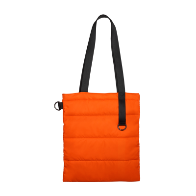 Шоппер Superbag Bubble, стёганый, с магнитной кнопкой (оранжевый с черным)-0