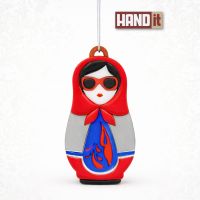 Ёлочная игрушка Матрёшка с узорами (красный с синим)