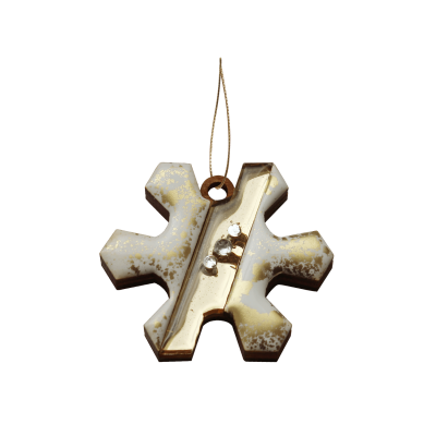 Ёлочная игрушка Снежинка (белый с золотым )-0