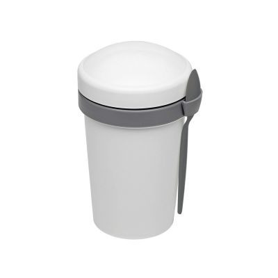 Ланч-бокс Cereal to go Green Line с ложкой (серый)-0