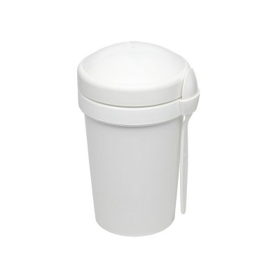 Ланч-бокс Cereal to go Green Line с ложкой (белый)-0