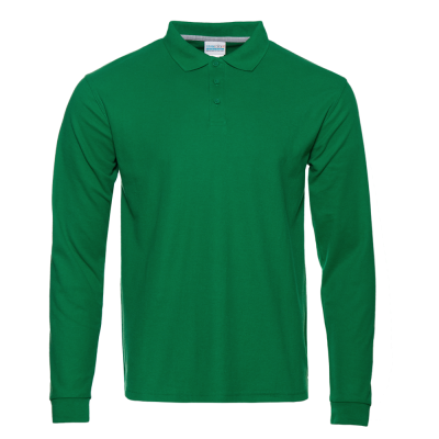 Рубашка поло мужская STAN длинный рукав хлопок/полиэстер 185, 04S Зелёный STAN -0