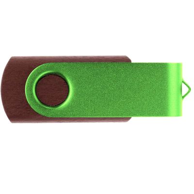 Флешка TWIST WOOD COLOR Темное дерево с салатовым 4014.32.15.16ГБ3.0-2
