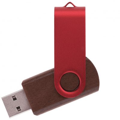 Флешка TWIST WOOD COLOR Темное дерево с красным 4014.32.03.4ГБ-0
