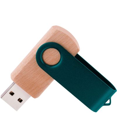 Флешка TWIST WOOD COLOR Светлое дерево с зеленым 4014.31.02.32ГБ-1