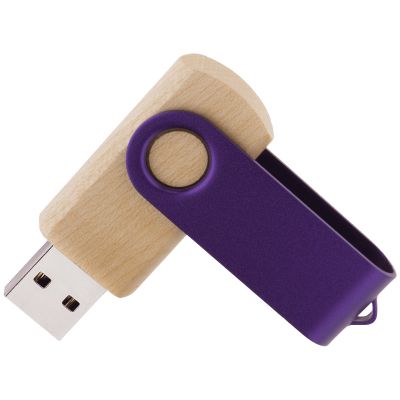 Флешка TWIST WOOD COLOR Светлое дерево с фиолетовым 4014.31.11.32ГБ3.0-1