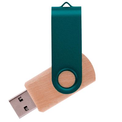 Флешка TWIST WOOD COLOR Светлое дерево с зеленым 4014.31.02.64ГБ-0