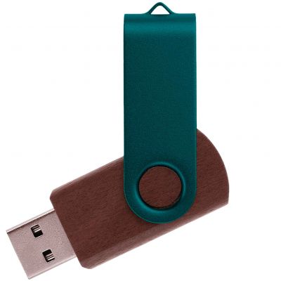 Флешка TWIST WOOD COLOR Темное дерево с зеленым 4014.32.02.8ГБ-0