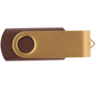 Флешка TWIST WOOD COLOR Темное дерево с золотистым 4014.32.17.64ГБ-2
