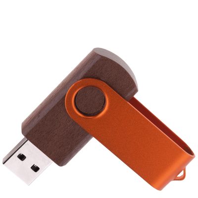 Флешка TWIST WOOD COLOR Темное дерево с оранжевым 4014.32.05.4ГБ-1