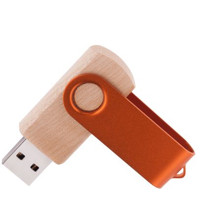 Флешка TWIST WOOD COLOR Светлое дерево с оранжевым 4014.31.05.8ГБ-1