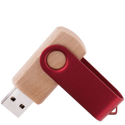 Флешка TWIST WOOD COLOR Светлое дерево с красным 4014.31.03.4ГБ-1